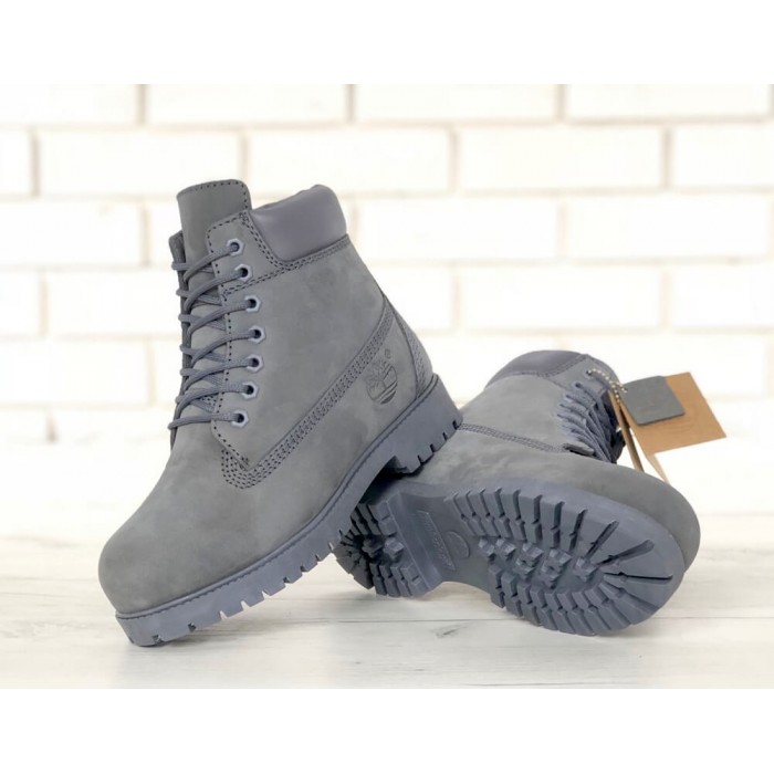 Мужские ботинки Timberland 6-Inch Classic Premium Nubuck Waterproof Gray (Мех) 10061-015