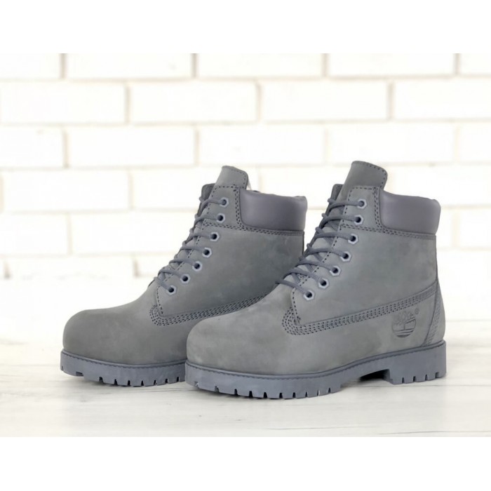 Мужские ботинки Timberland 6-Inch Classic Premium Nubuck Waterproof Gray (Мех) 10061-015