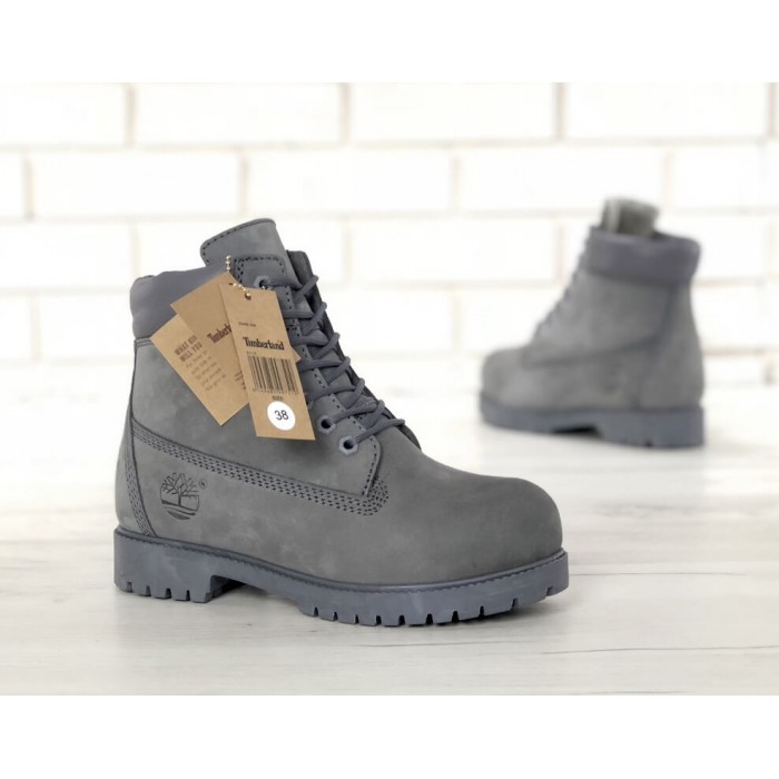 Мужские ботинки Timberland 6-Inch Classic Premium Nubuck Waterproof Gray (Мех) 10061-015