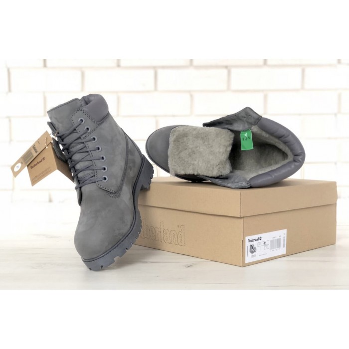 Мужские ботинки Timberland 6-Inch Classic Premium Nubuck Waterproof Gray (Мех) 10061-015