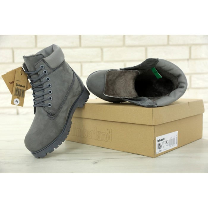 Мужские ботинки Timberland 6-Inch Classic Premium Nubuck Waterproof Gray (Мех) 10061-015