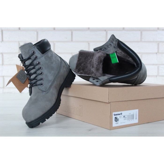 Мужские ботинки Timberland 6-Inch Classic Premium Nubuck Waterproof Gray (Мех) 10061-016