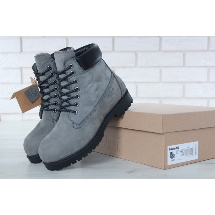 Мужские ботинки Timberland 6-Inch Classic Premium Nubuck Waterproof Gray (Мех) 10061-016