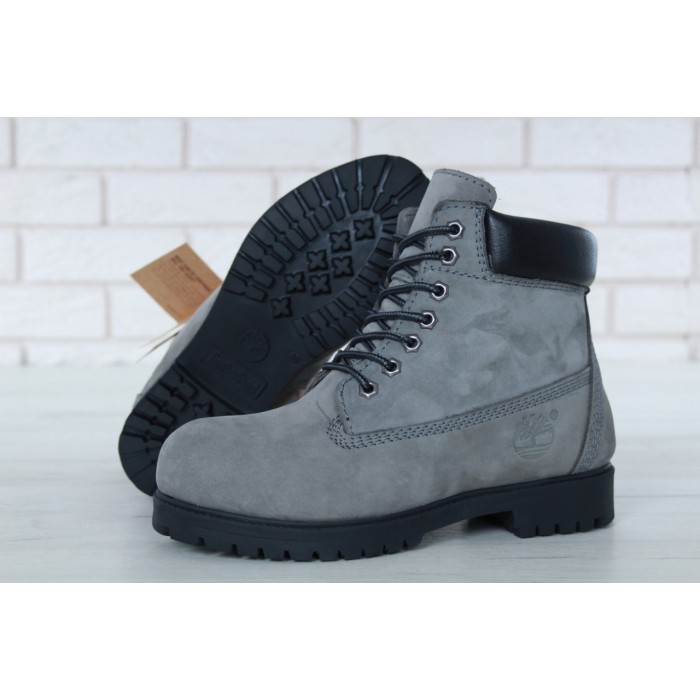 Мужские ботинки Timberland 6-Inch Classic Premium Nubuck Waterproof Gray (Мех) 10061-016