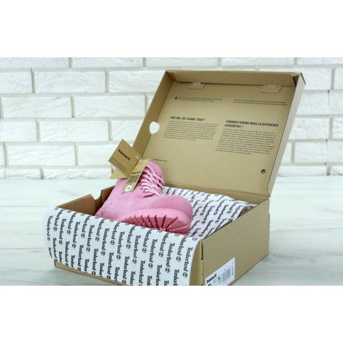 Женские ботинки Timberland 6-Inch Premium Nubuck Waterproof Pink (Мех) 10061-019
